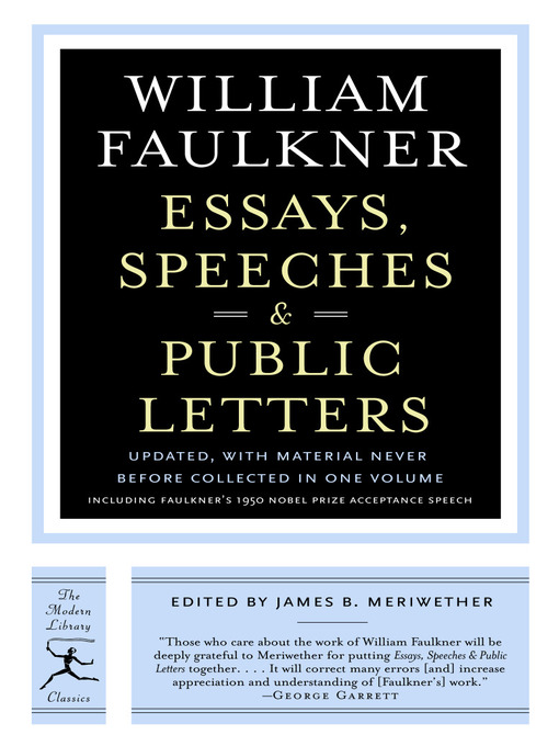 Title details for Essays, Speeches & Public Letters by William Faulkner - Available